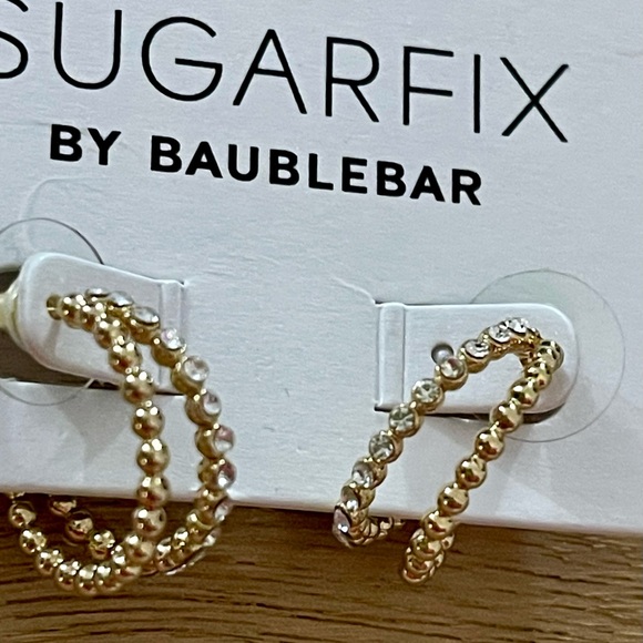 Sugarfix By Baublebar 4 Pair NEW Gold Tone Earrings Pearls Rhinestones Hoops - Picture 5 of 13